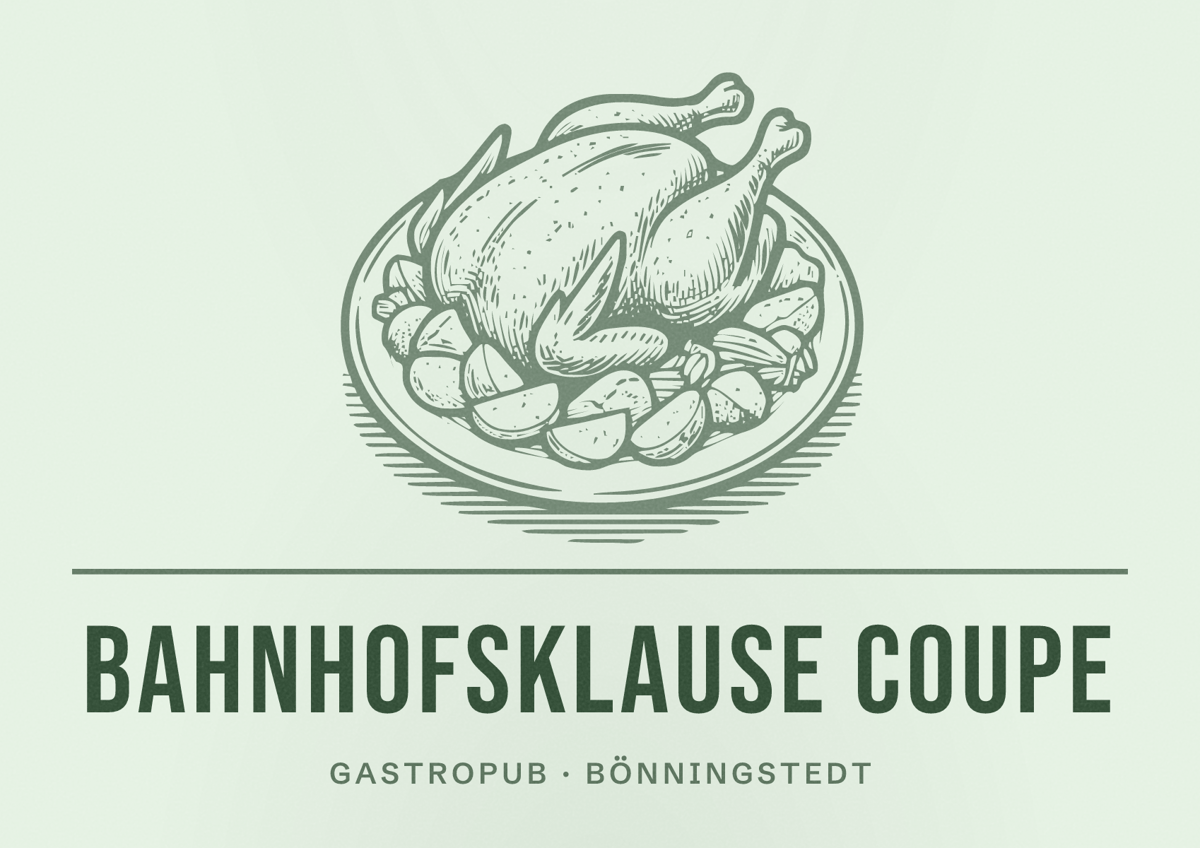Illustriertes Poster von Bahnhofsklause Coupe, Gastropub in Bönningstedt