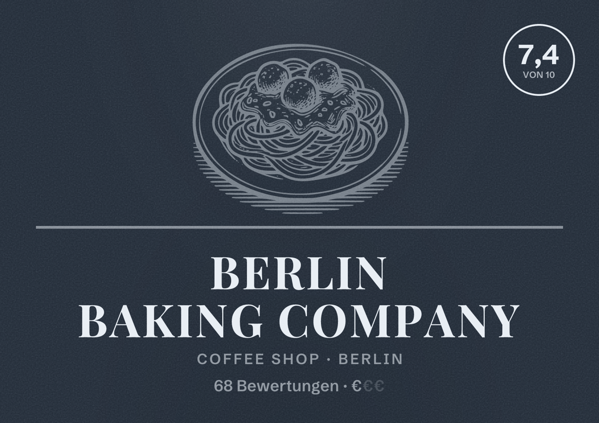 Illustriertes Poster von Berlin Baking Company, Coffee Shop in Berlin: Bewertung 7,4 von 10 aus 68 Bewertungen, Preisniveau €
