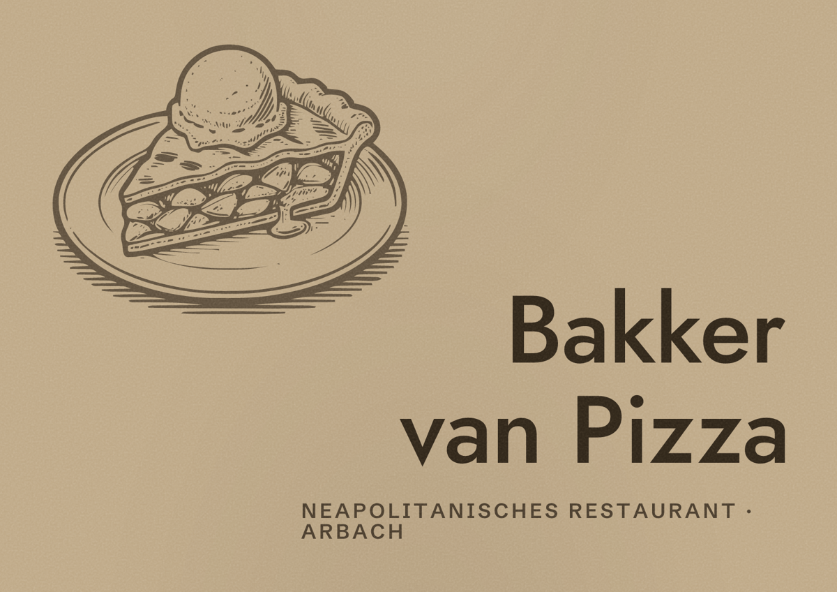 Illustriertes Poster von Bakker van Pizza, Neapolitanisches Restaurant in Arbach