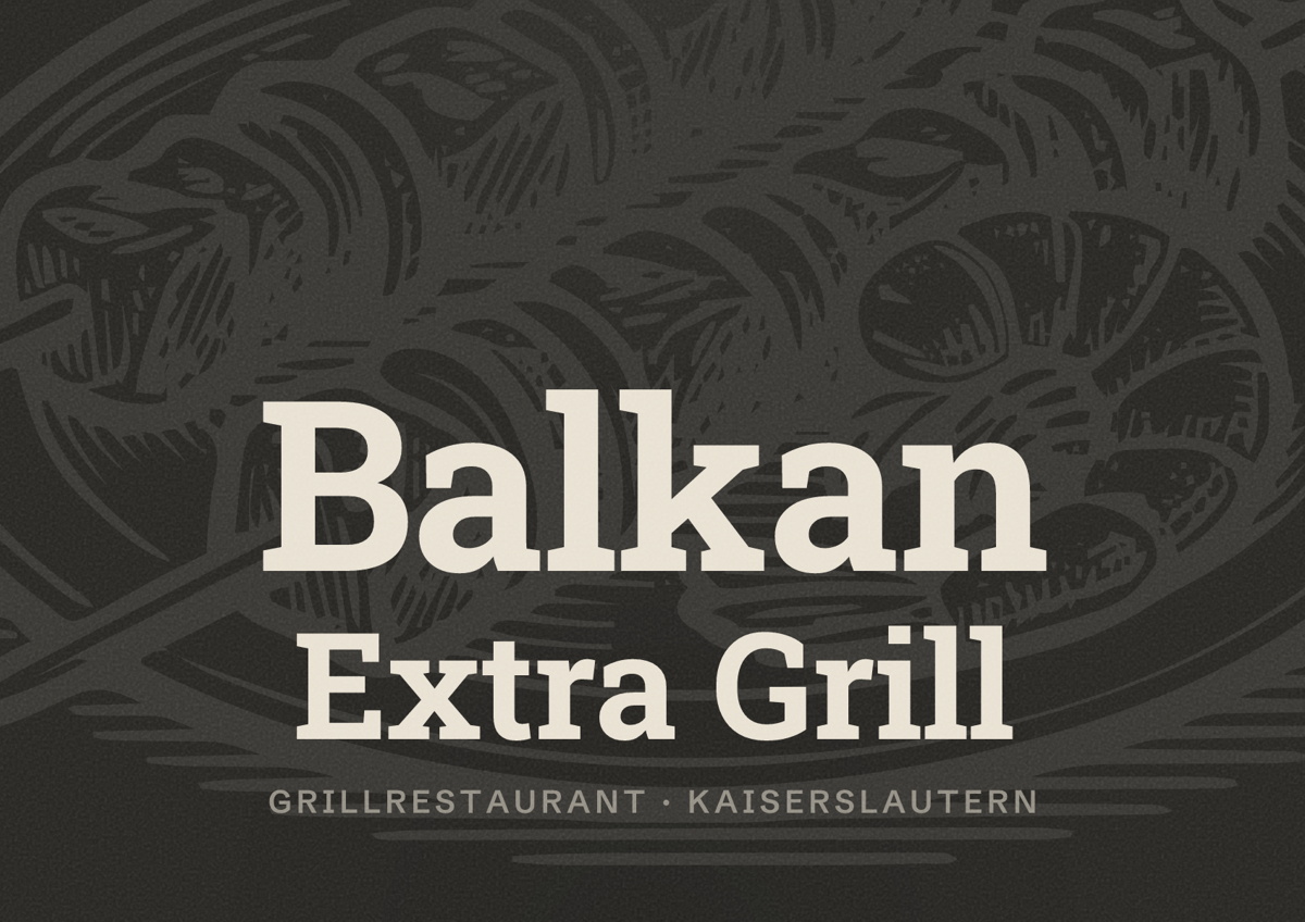 Illustriertes Poster von Balkan Extra Grill, Grillrestaurant in Kaiserslautern