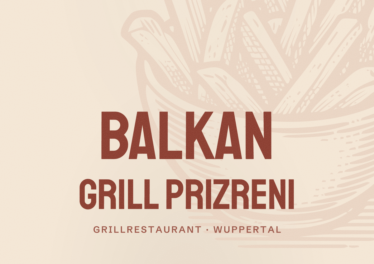 Illustriertes Poster von Balkan Grill prizreni, Grillrestaurant in Wuppertal