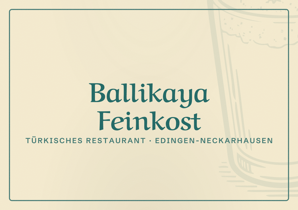 Illustriertes Poster von Ballikaya Feinkost, Türkisches Restaurant in Edingen-Neckarhausen