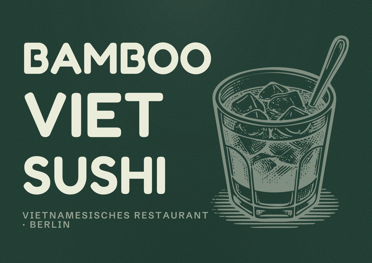 Illustriertes Poster von Bamboo Viet Sushi, Vietnamesisches Restaurant in Berlin