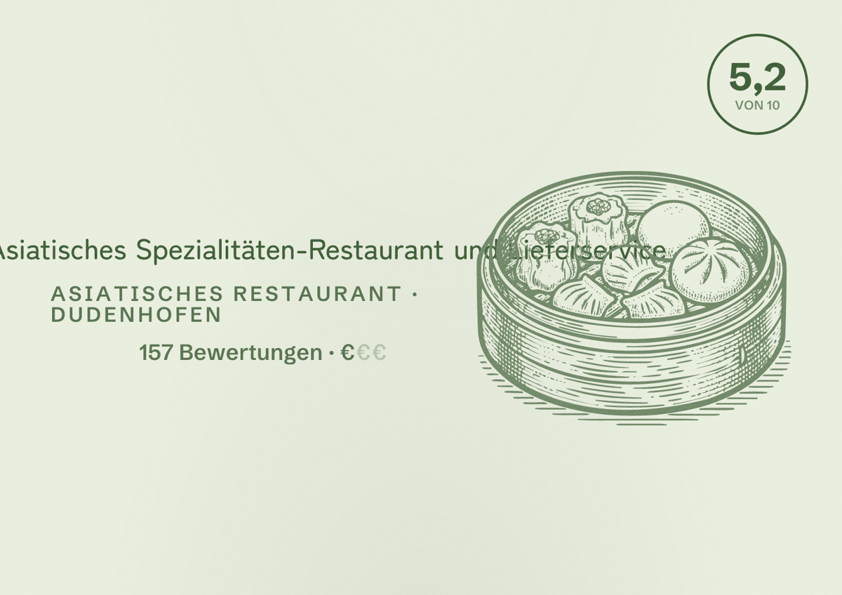 Illustriertes Poster von Bambus - Asiatisches Spezialitäten-Restaurant und Lieferservice, Asiatisches Restaurant in Dudenhofen: Bewertung 5,2 von 10 aus 157 Bewertungen, Preisniveau €