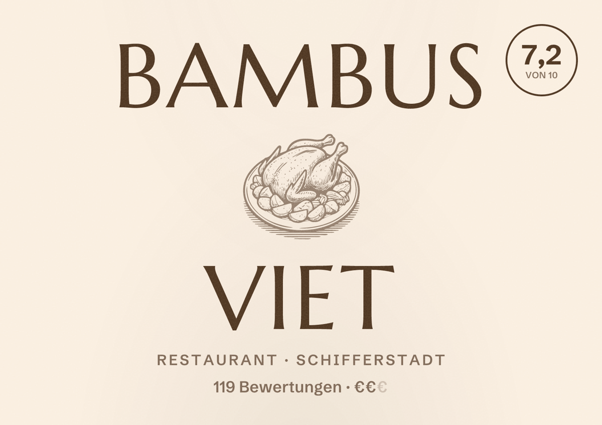 Illustriertes Poster von Bambus Viet, Restaurant in Schifferstadt: Bewertung 7,2 von 10 aus 119 Bewertungen, Preisniveau €€