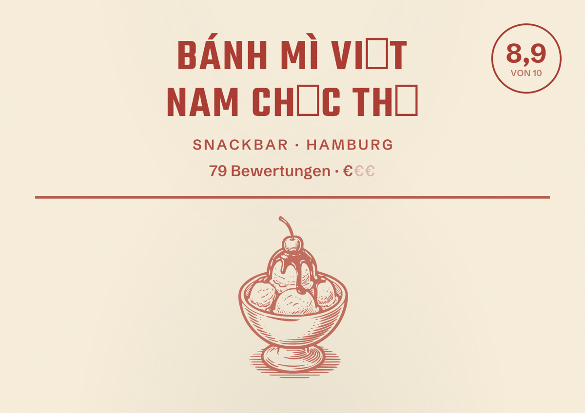 Illustriertes Poster von Bánh Mì Việt Nam Chắc Thế, Snackbar in Hamburg: Bewertung 8,9 von 10 aus 79 Bewertungen, Preisniveau €