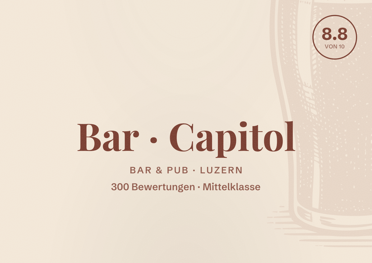 Illustriertes Poster von Bar Capitol, Bar & Pub in Luzern: Bewertung 8.8 von 10 aus 300 Bewertungen, Preisniveau Mittelklasse