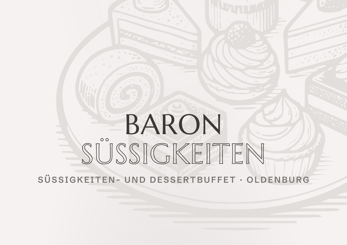 Illustriertes Poster von Baron Süßigkeiten, Süßigkeiten- und Dessertbuffet in Oldenburg