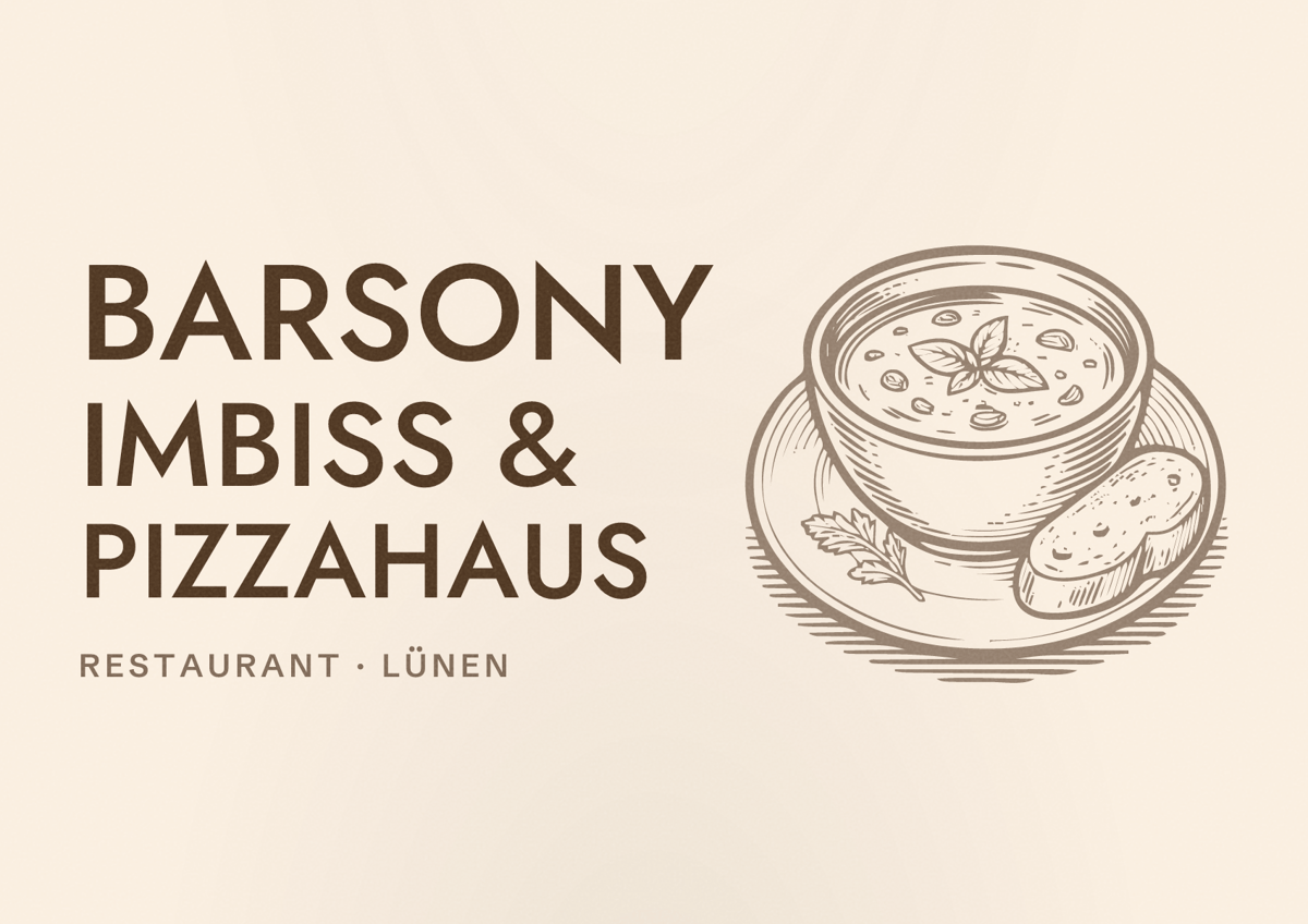 Illustriertes Poster von Barsony Imbiss & Pizzahaus, Restaurant in Lünen