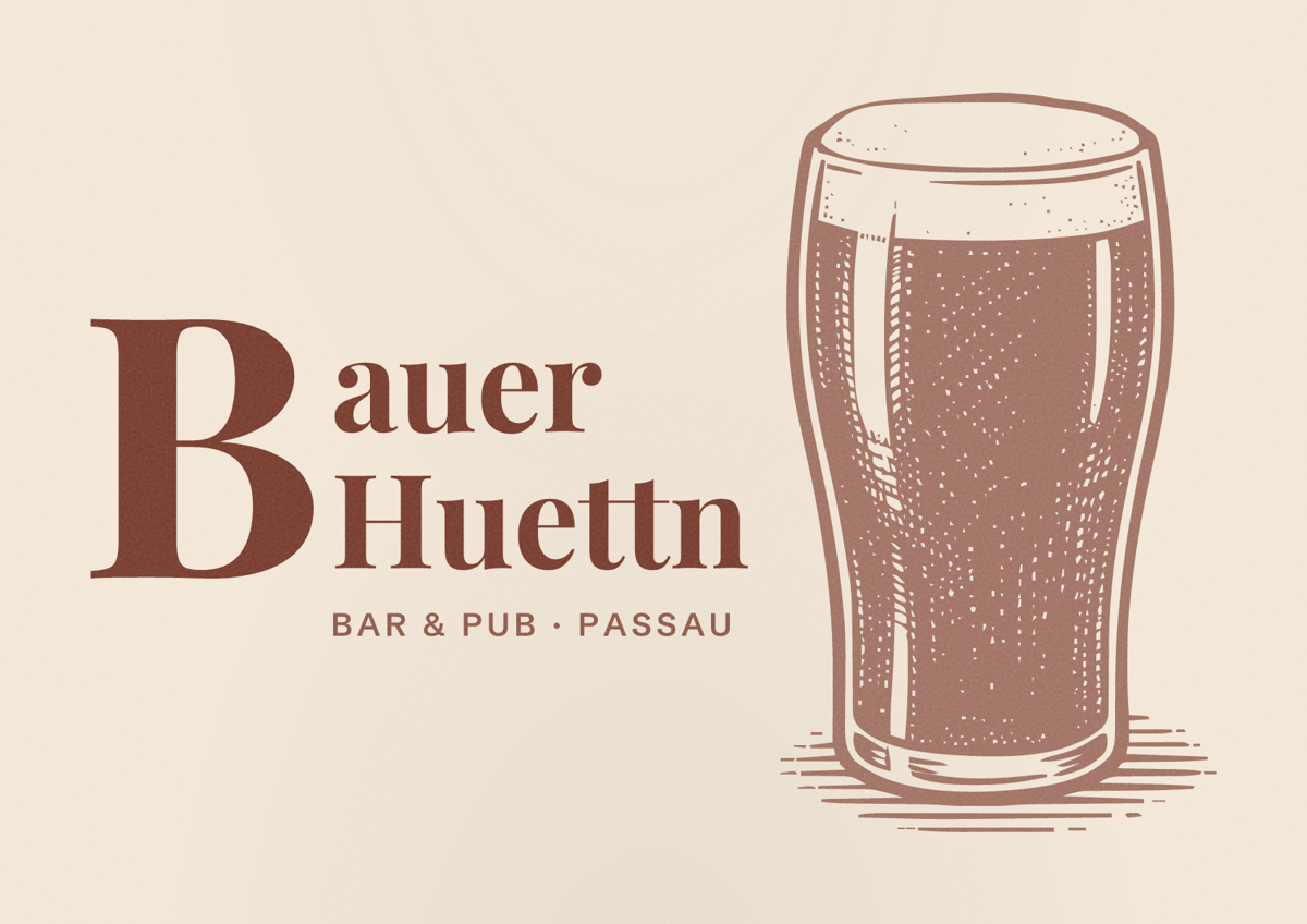 Illustriertes Poster von Bauer Huettn, Bar & Pub in Passau
