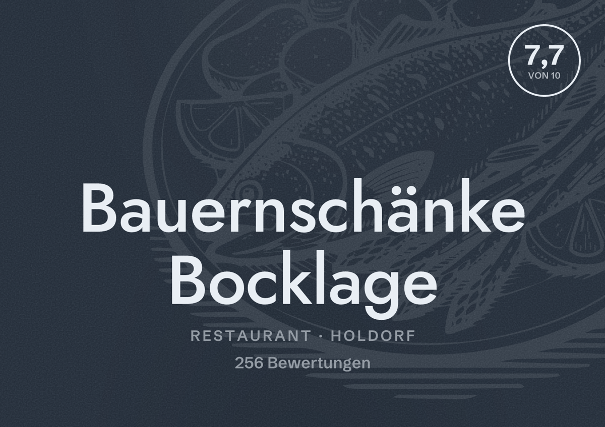 Illustriertes Poster von Bauernschänke Bocklage, Restaurant in Holdorf: Bewertung 7,7 von 10 aus 256 Bewertungen