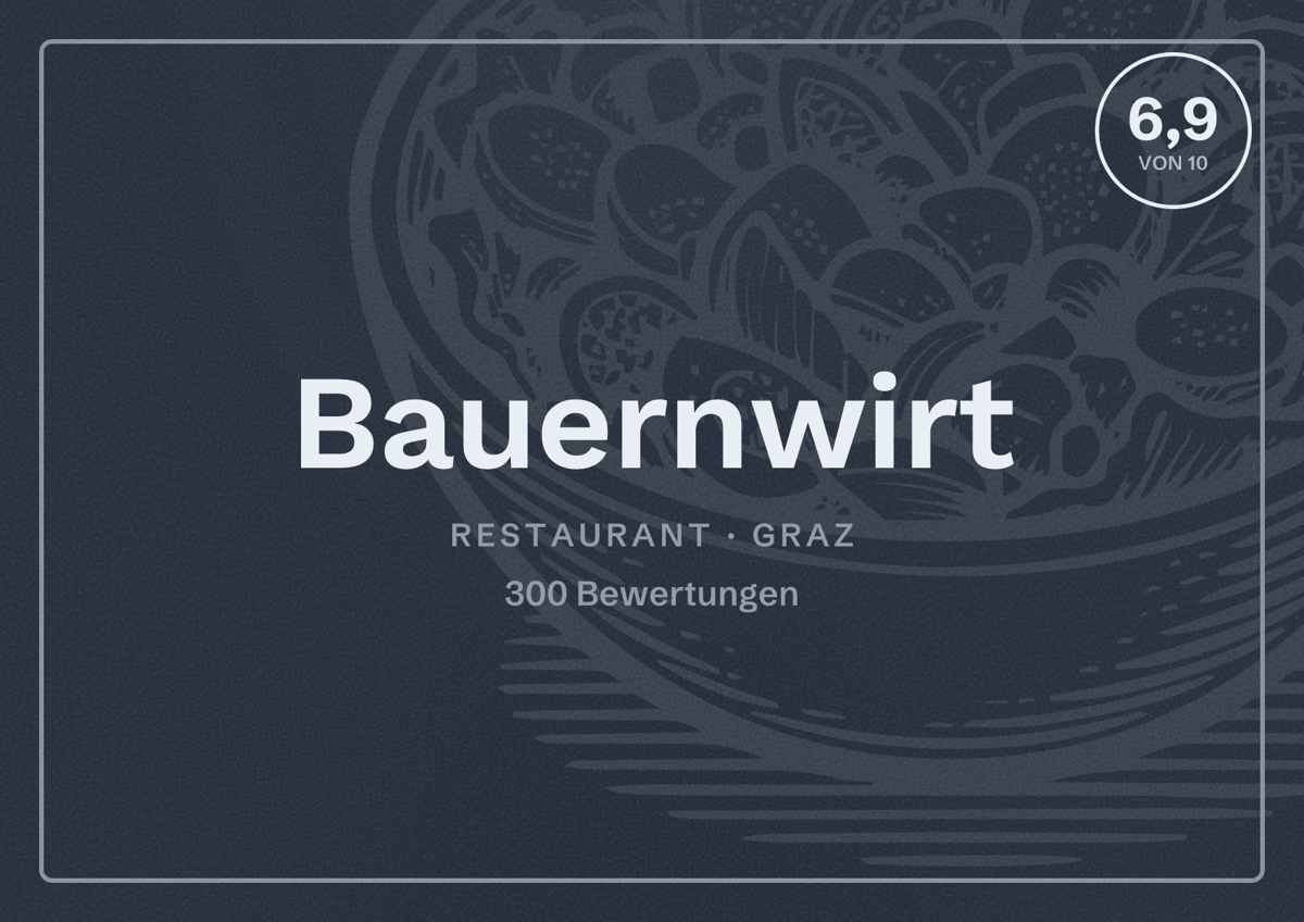 Illustriertes Poster von Bauernwirt, Restaurant in Graz: Bewertung 6,9 von 10 aus 300 Bewertungen