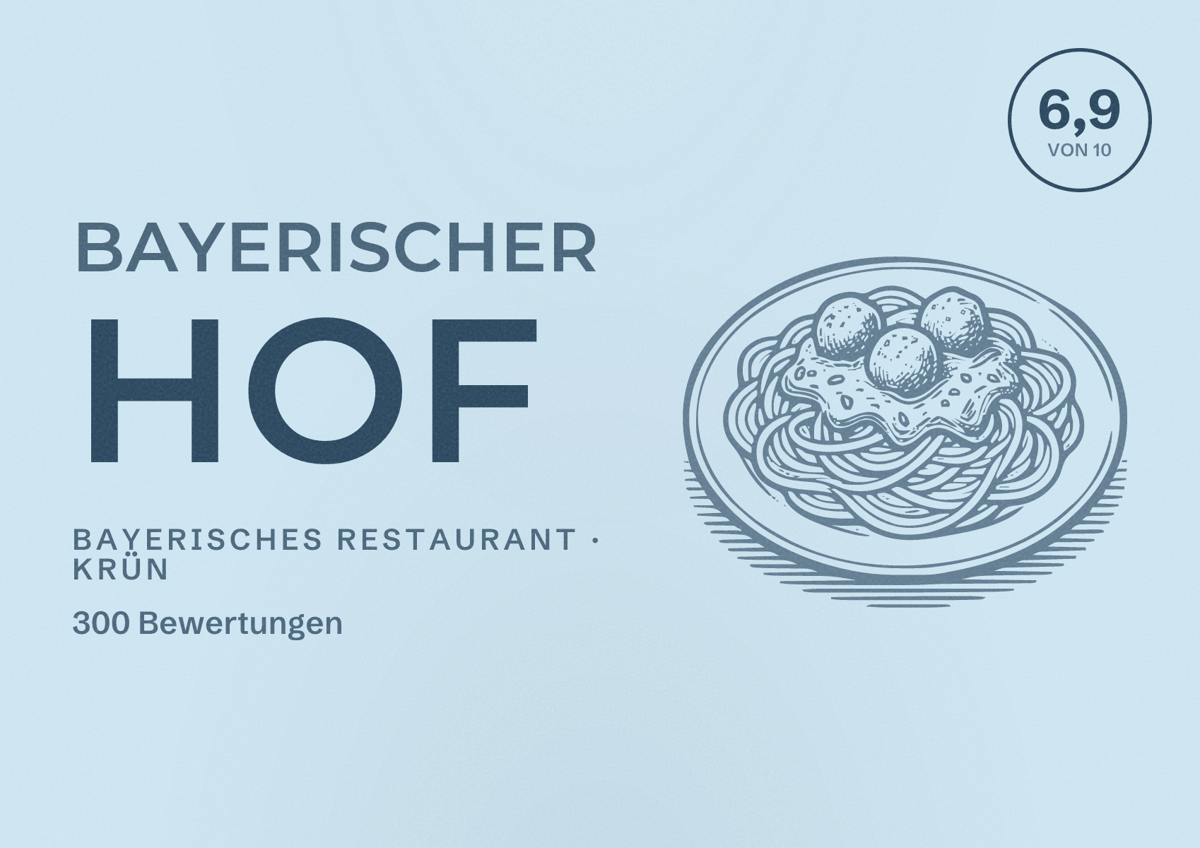 Illustriertes Poster von Bayerischer Hof, Bayerisches Restaurant in Krün: Bewertung 6,9 von 10 aus 300 Bewertungen