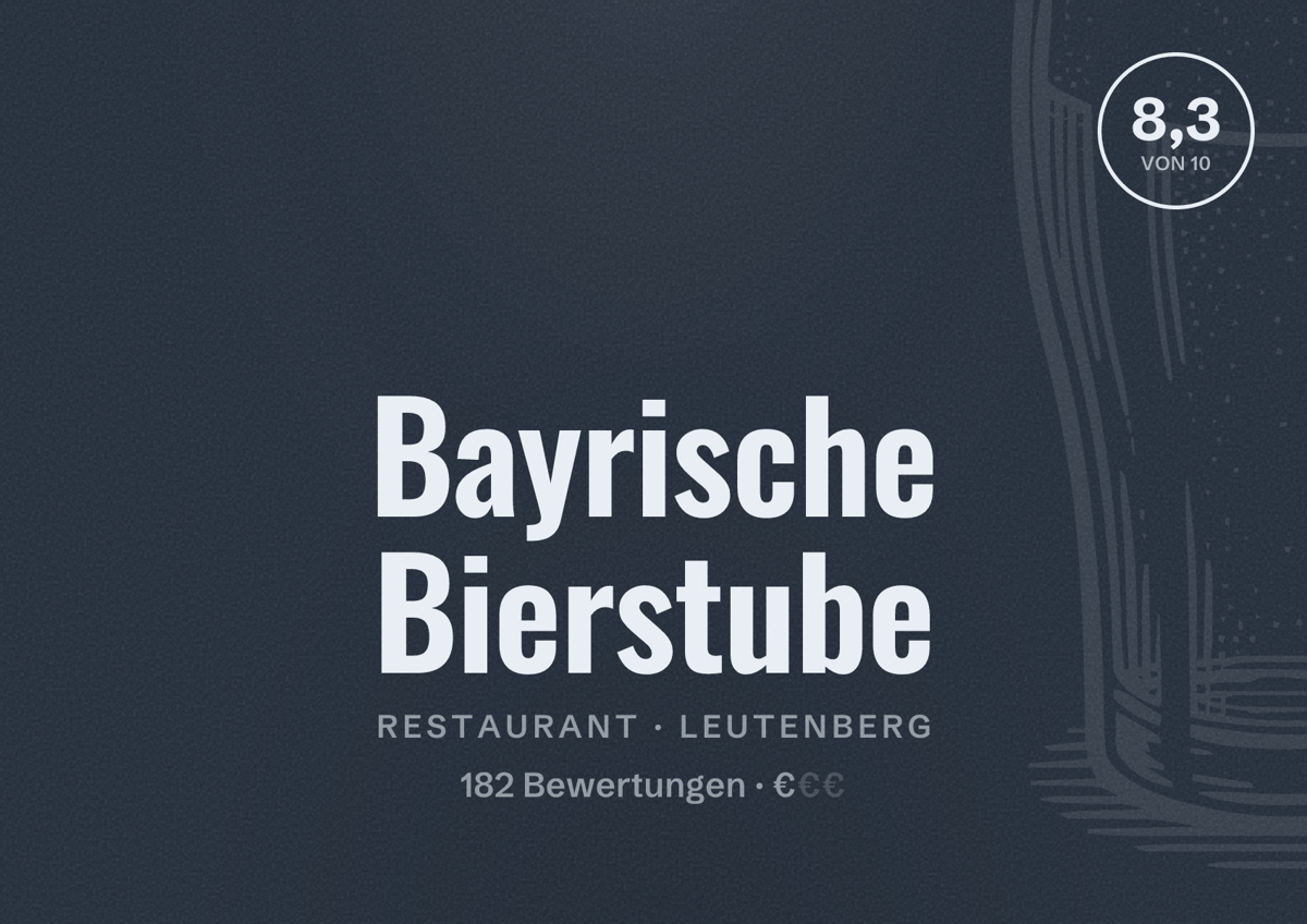Illustriertes Poster von Bayrische Bierstube, Restaurant in Leutenberg: Bewertung 8,3 von 10 aus 182 Bewertungen, Preisniveau €