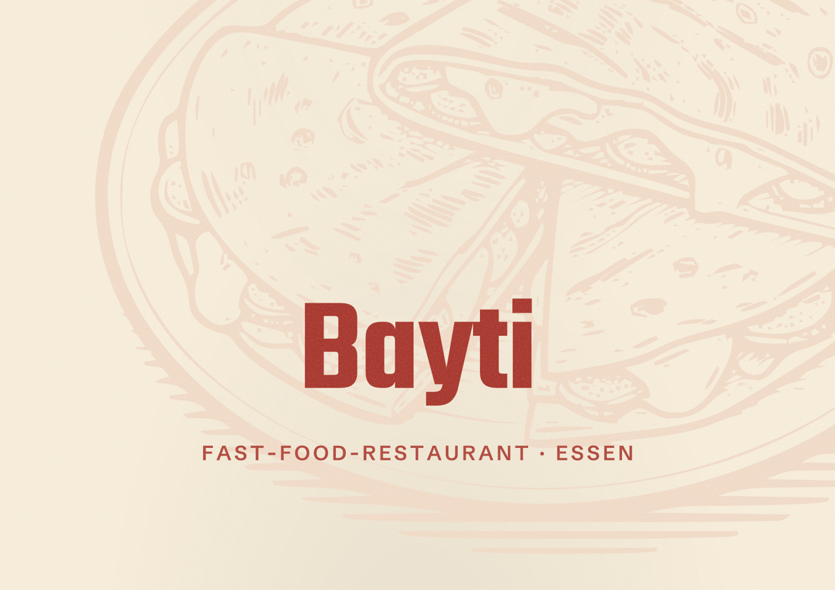Illustriertes Poster von Bayti, Fast-Food-Restaurant in Essen