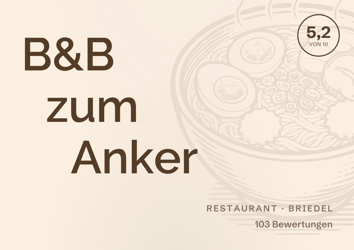 Illustriertes Poster von B&B zum Anker, Restaurant in Briedel: Bewertung 5,2 von 10 aus 103 Bewertungen
