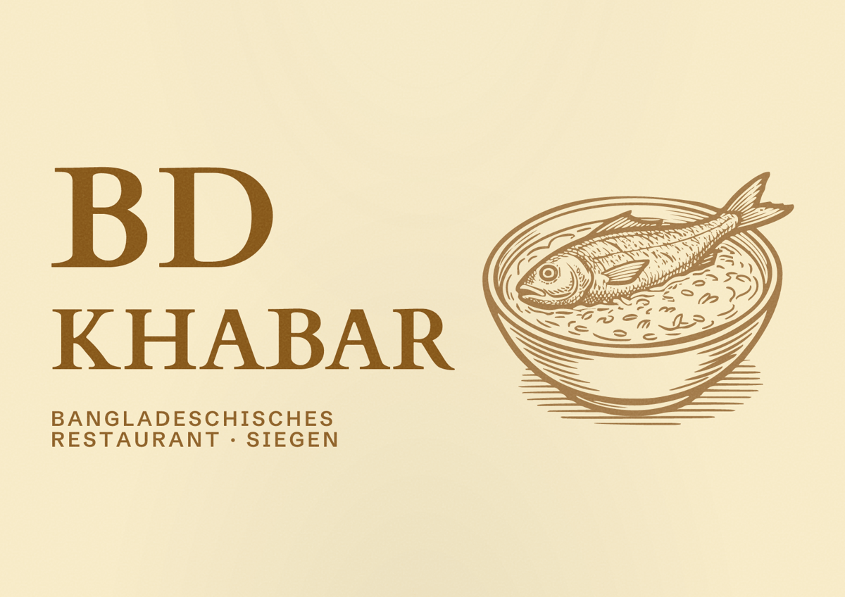 Illustriertes Poster von BD Khabar, Bangladeschisches Restaurant in Siegen