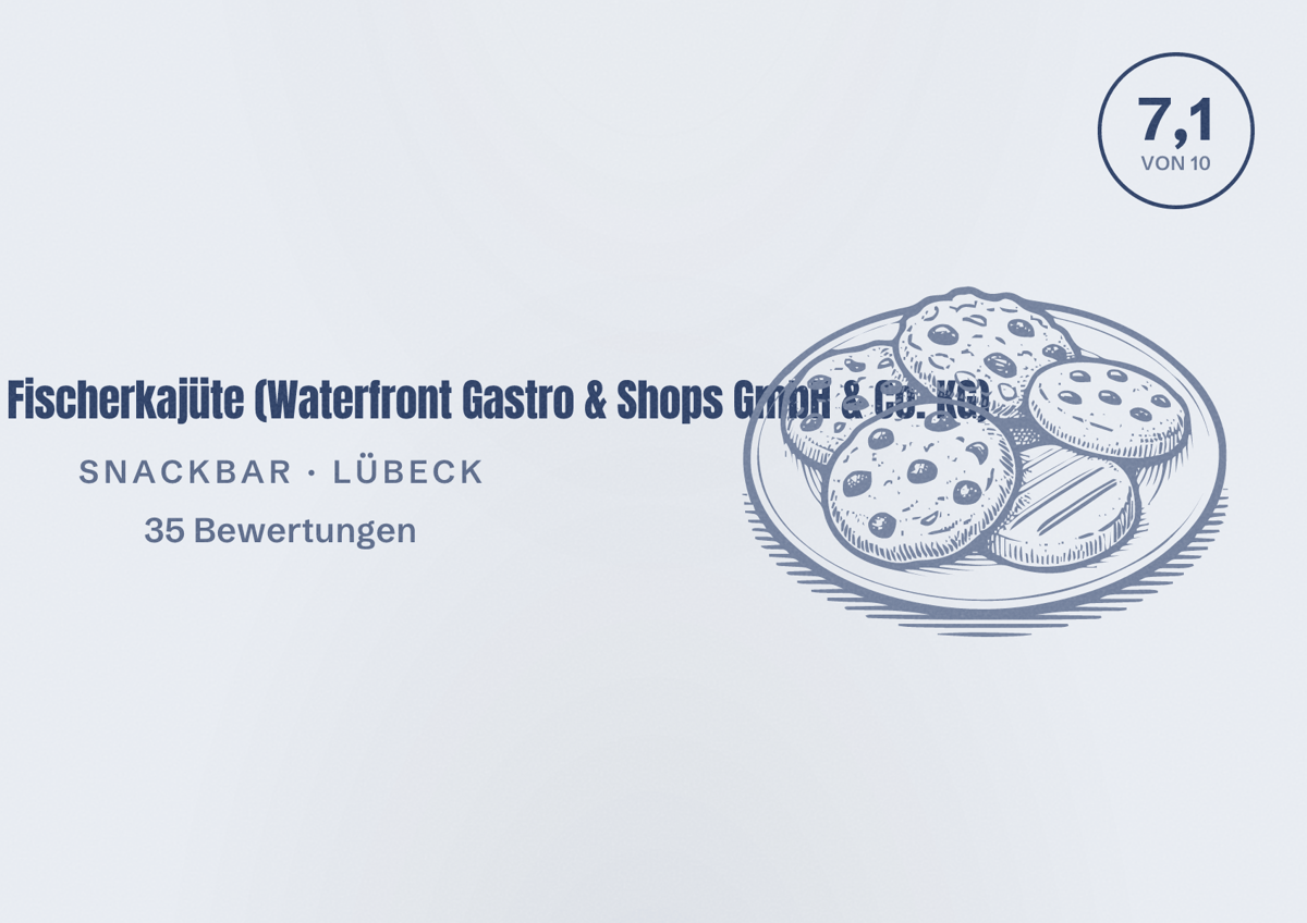 Illustriertes Poster von BeachBay Fischerkajüte (Waterfront Gastro & Shops GmbH & Co. KG), Snackbar in Lübeck: Bewertung 7,1 von 10 aus 35 Bewertungen