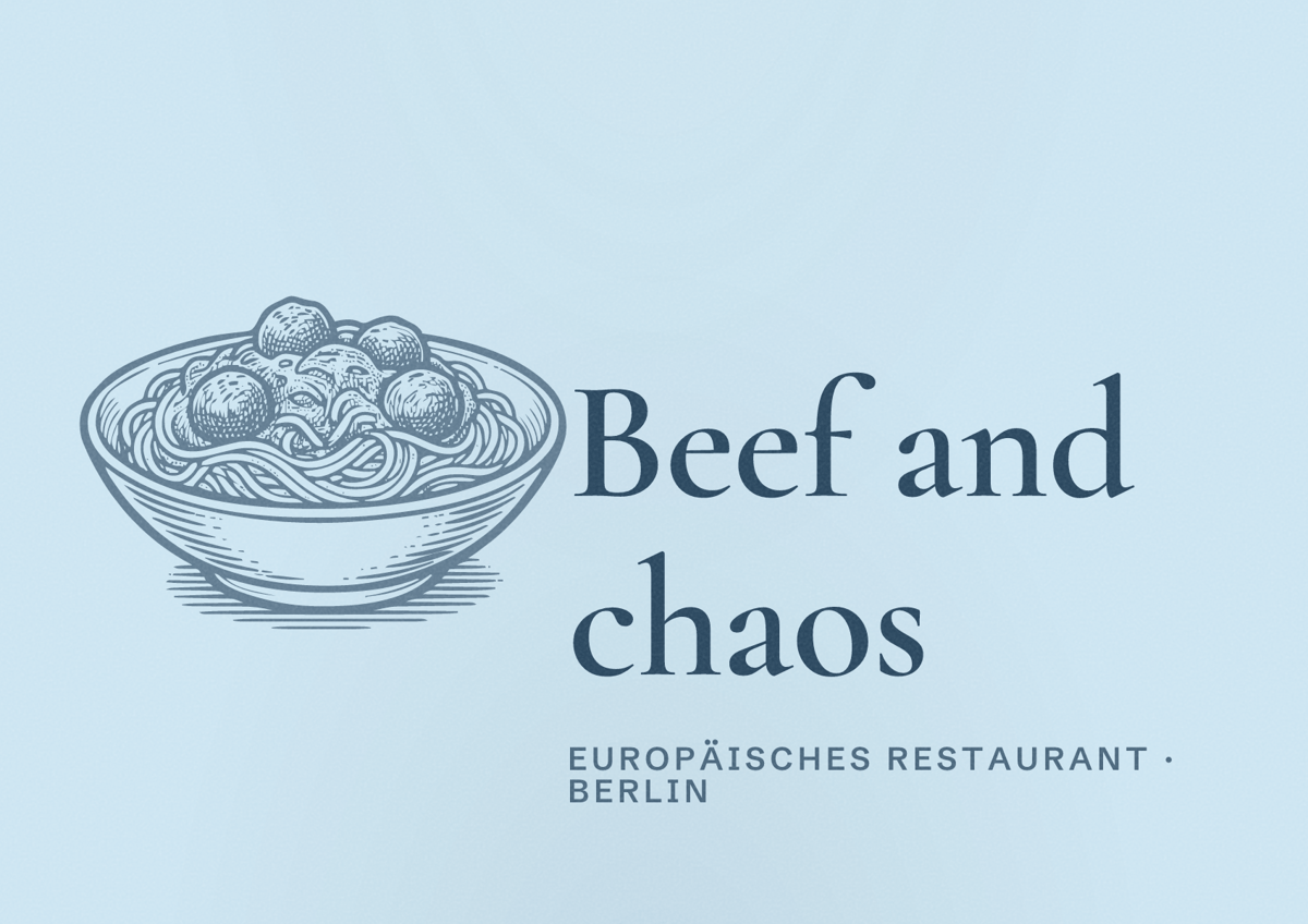 Illustriertes Poster von Beef and chaos, Europäisches Restaurant in Berlin