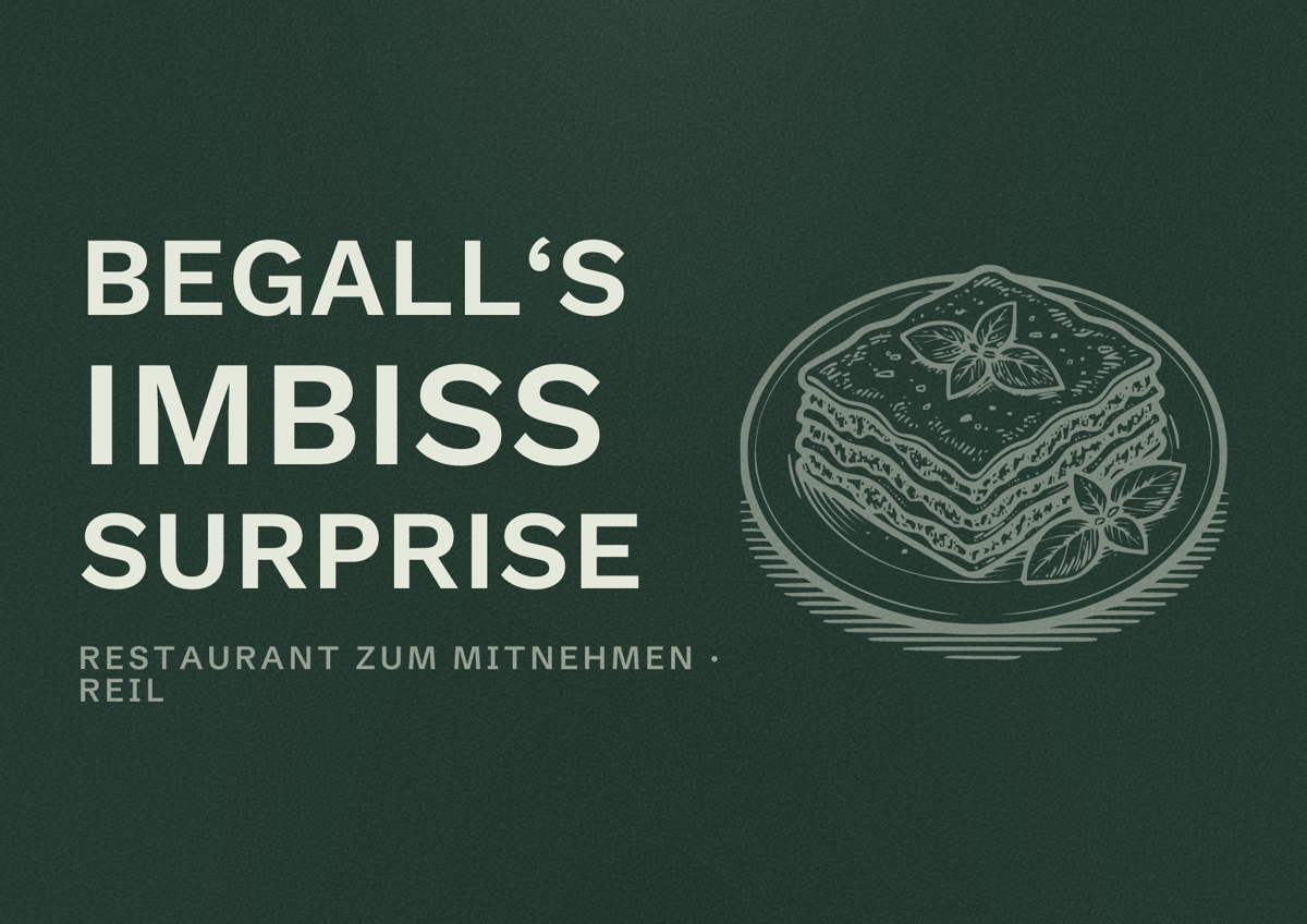 Illustriertes Poster von Begall‘s Imbiss Surprise, Restaurant zum Mitnehmen in Reil