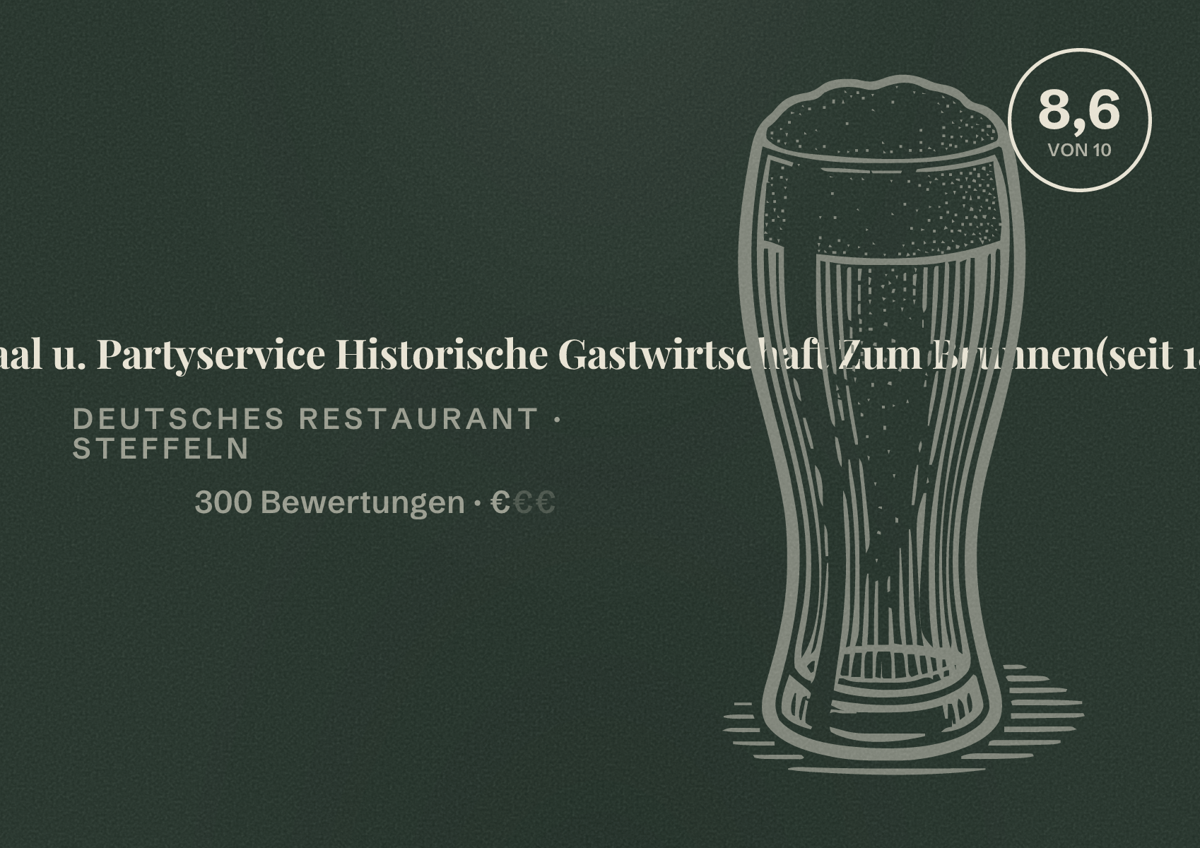 Illustriertes Poster von Bei Cemo Restaurant- Festsaal u. Partyservice Historische Gastwirtschaft Zum Brunnen(seit 1822), Deutsches Restaurant in Steffeln: Bewertung 8,6 von 10 aus 300 Bewertungen, Preisniveau €