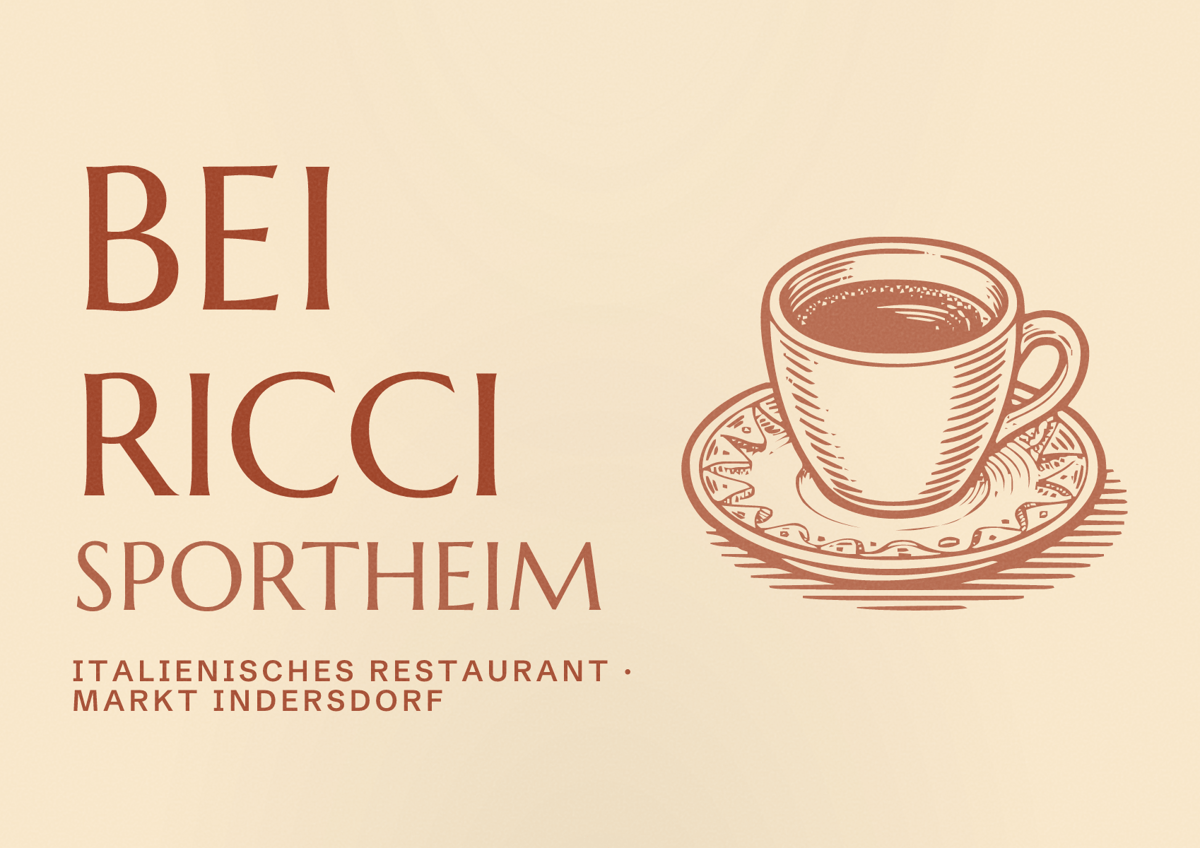 Illustriertes Poster von Bei Ricci Sportheim, Italienisches Restaurant in Markt Indersdorf