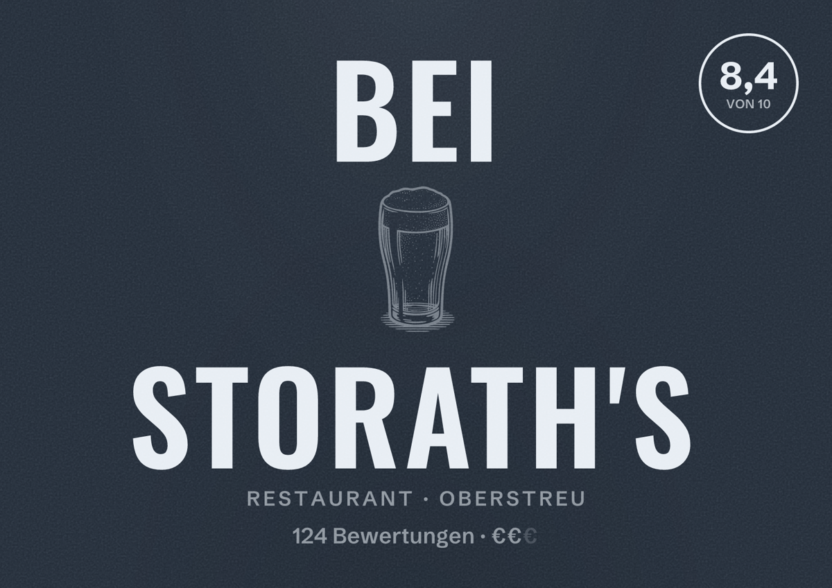 Illustriertes Poster von Bei Storath's, Restaurant in Oberstreu: Bewertung 8,4 von 10 aus 124 Bewertungen, Preisniveau €€