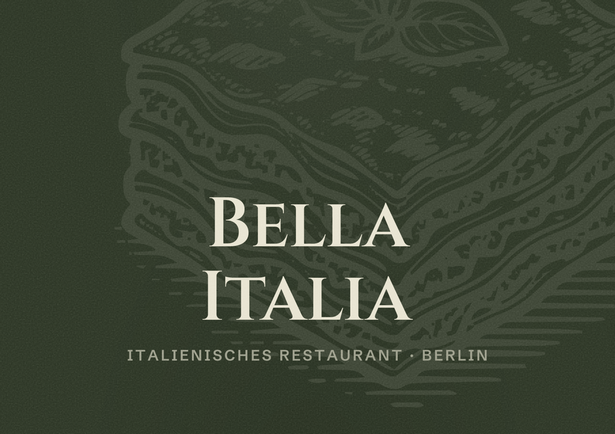 Illustriertes Poster von Bella Italia, Italienisches Restaurant in Berlin