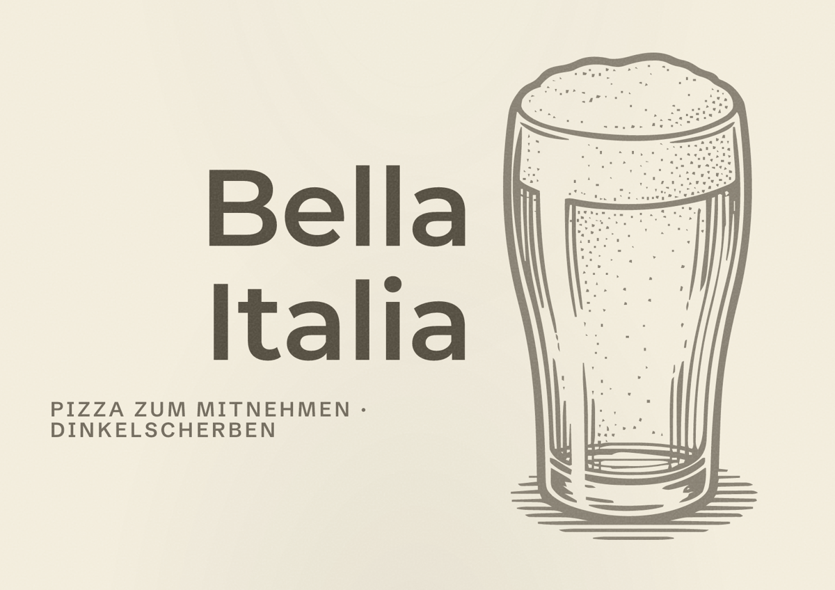 Illustriertes Poster von Bella Italia, Pizza zum Mitnehmen in Dinkelscherben