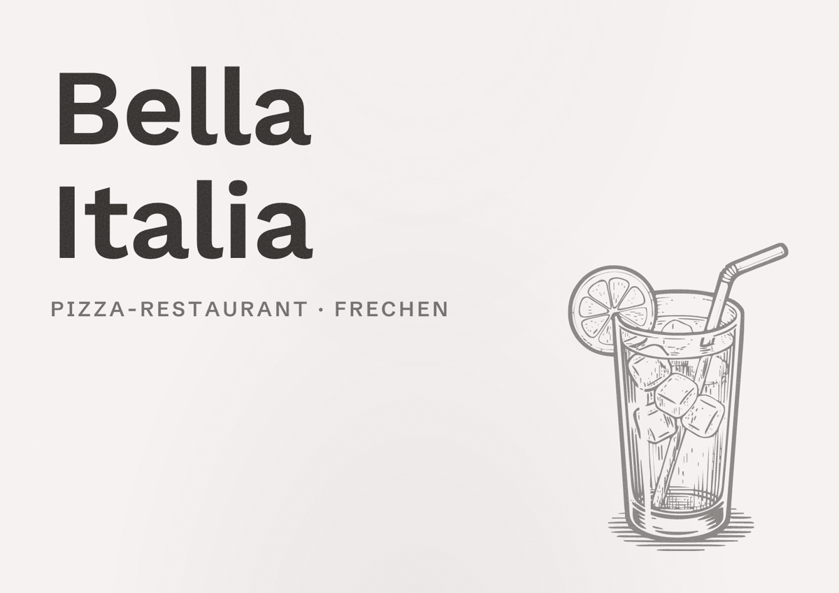 Illustriertes Poster von Bella Italia, Pizza-Restaurant in Frechen