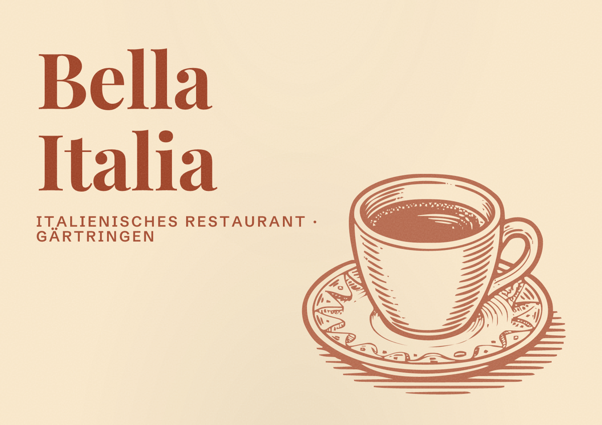 Illustriertes Poster von Bella Italia, Italienisches Restaurant in Gärtringen