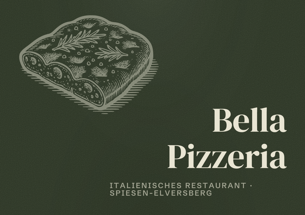 Illustriertes Poster von Bella Pizzeria, Italienisches Restaurant in Spiesen-Elversberg