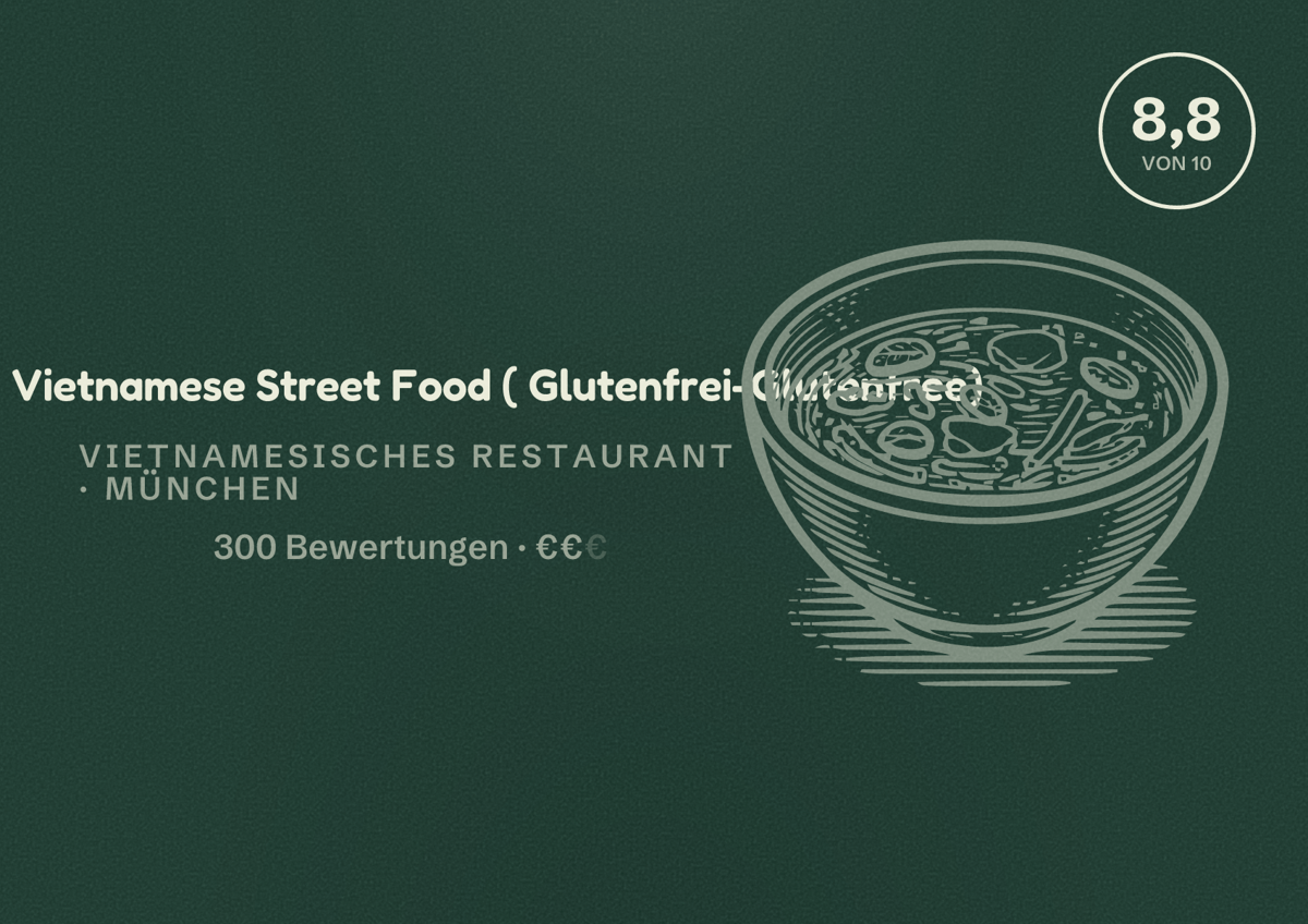 Illustriertes Poster von Bep Bu - Vietnamese Street Food ( Glutenfrei-Glutenfree), Vietnamesisches Restaurant in München: Bewertung 8,8 von 10 aus 300 Bewertungen, Preisniveau €€