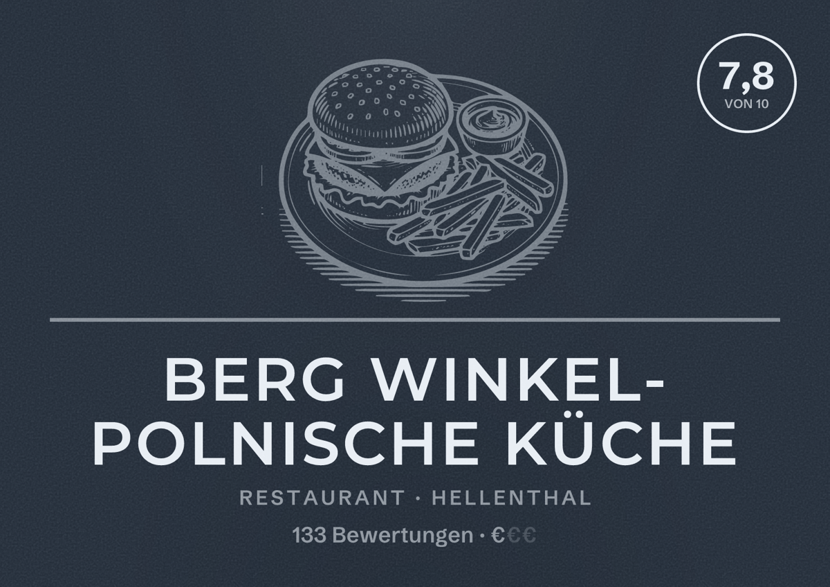 Illustriertes Poster von Berg Winkel- Polnische Küche, Restaurant in Hellenthal: Bewertung 7,8 von 10 aus 133 Bewertungen, Preisniveau €