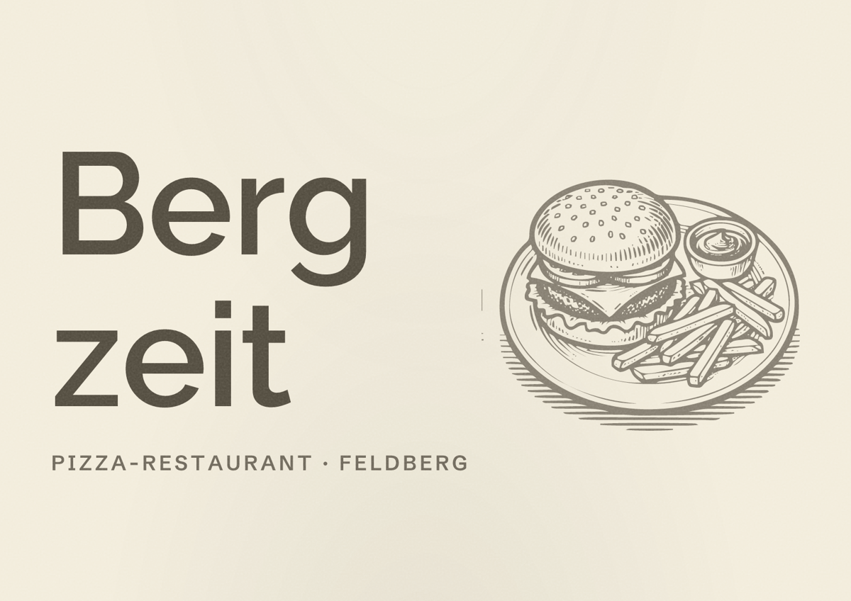 Illustriertes Poster von Berg zeit, Pizza-Restaurant in Feldberg