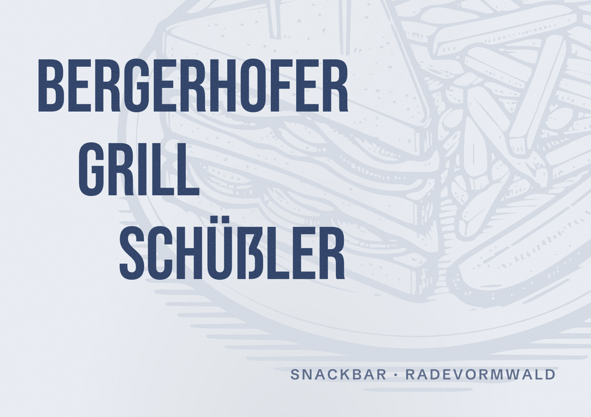 Illustriertes Poster von Bergerhofer Grill Schüßler, Snackbar in Radevormwald