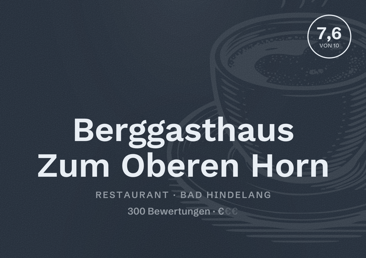 Illustriertes Poster von Berggasthaus Zum Oberen Horn, Restaurant in Bad Hindelang: Bewertung 7,6 von 10 aus 300 Bewertungen, Preisniveau €
