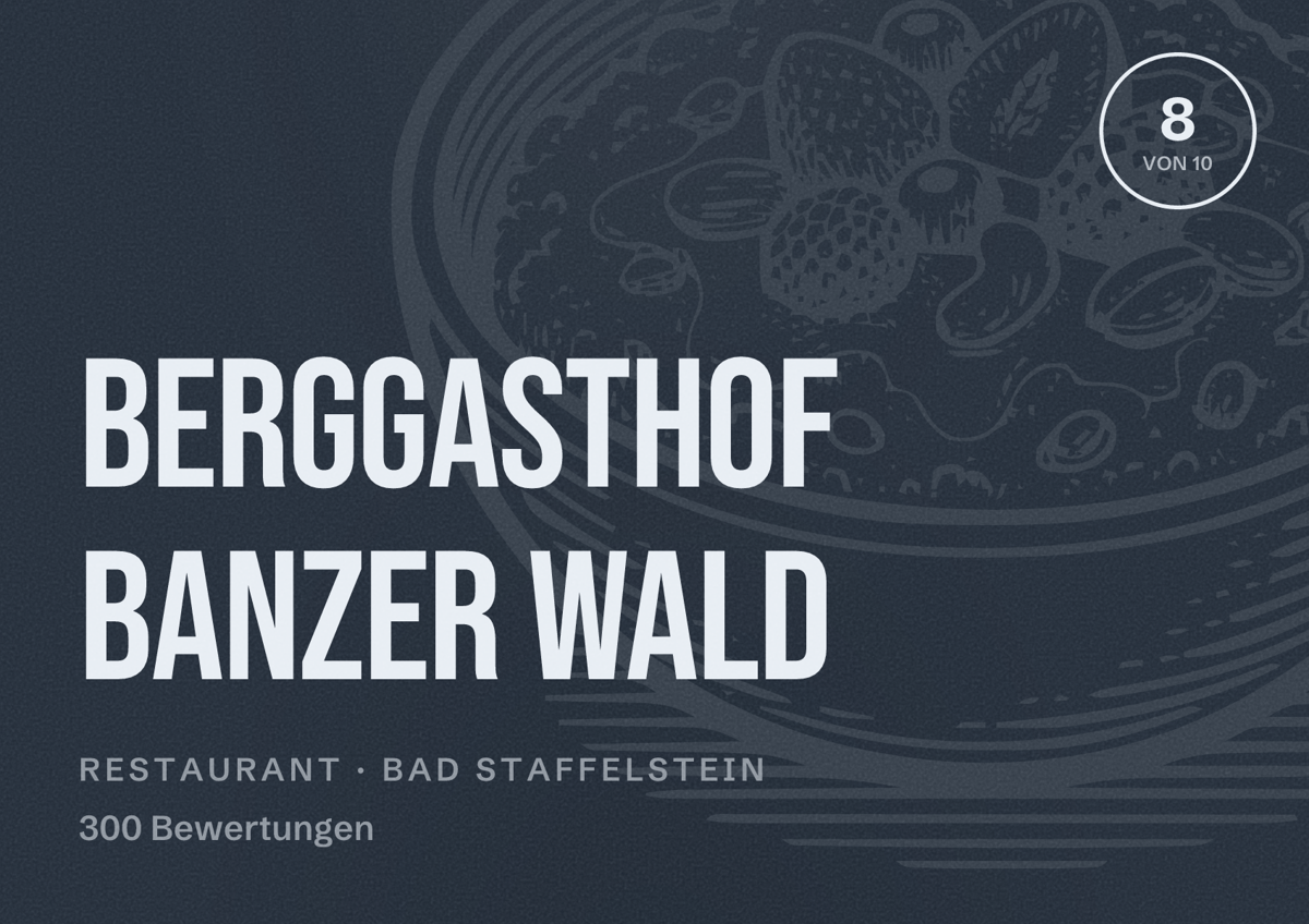 Illustriertes Poster von Berggasthof Banzer Wald, Restaurant in Bad Staffelstein: Bewertung 8 von 10 aus 300 Bewertungen