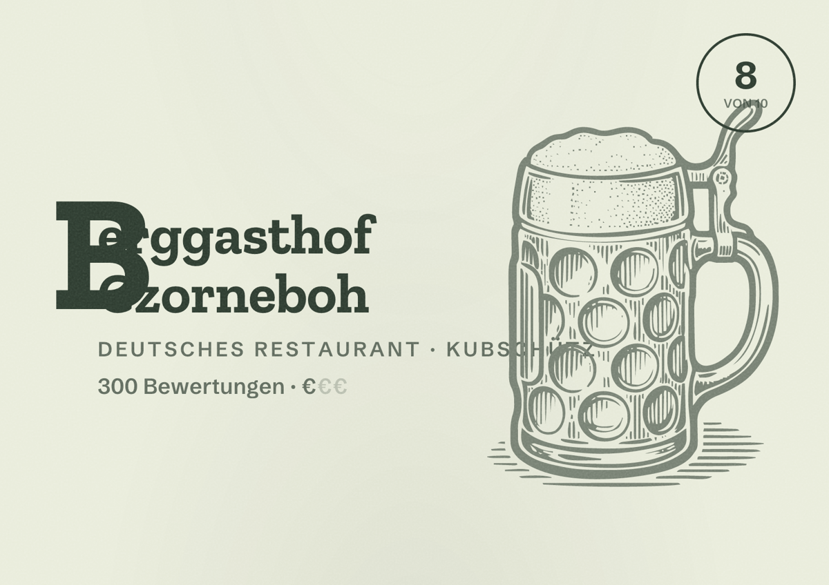 Illustriertes Poster von Berggasthof Czorneboh, Deutsches Restaurant in Kubschütz: Bewertung 8 von 10 aus 300 Bewertungen, Preisniveau €