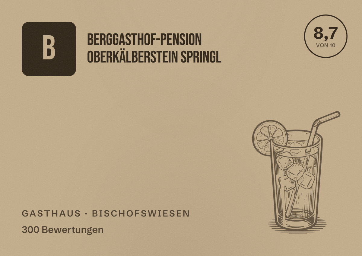 Illustriertes Poster von Berggasthof-Pension Oberkälberstein Springl, Gasthaus in Bischofswiesen: Bewertung 8,7 von 10 aus 300 Bewertungen