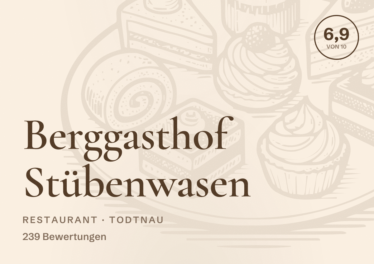 Illustriertes Poster von Berggasthof Stübenwasen, Restaurant in Todtnau: Bewertung 6,9 von 10 aus 239 Bewertungen