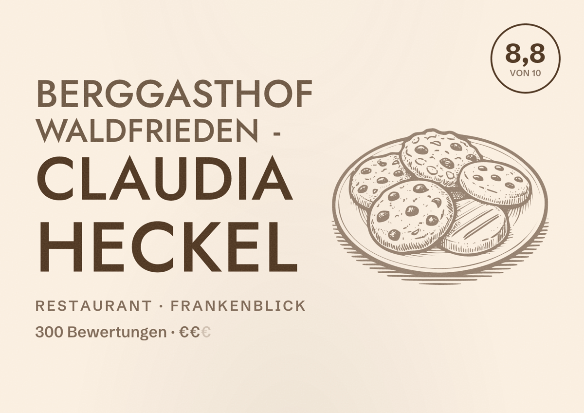 Illustriertes Poster von Berggasthof Waldfrieden - Claudia Heckel, Restaurant in Frankenblick: Bewertung 8,8 von 10 aus 300 Bewertungen, Preisniveau €€