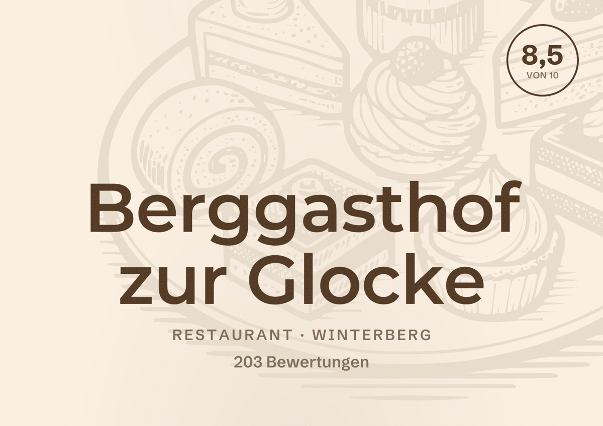 Illustriertes Poster von Berggasthof zur Glocke, Restaurant in Winterberg: Bewertung 8,5 von 10 aus 203 Bewertungen