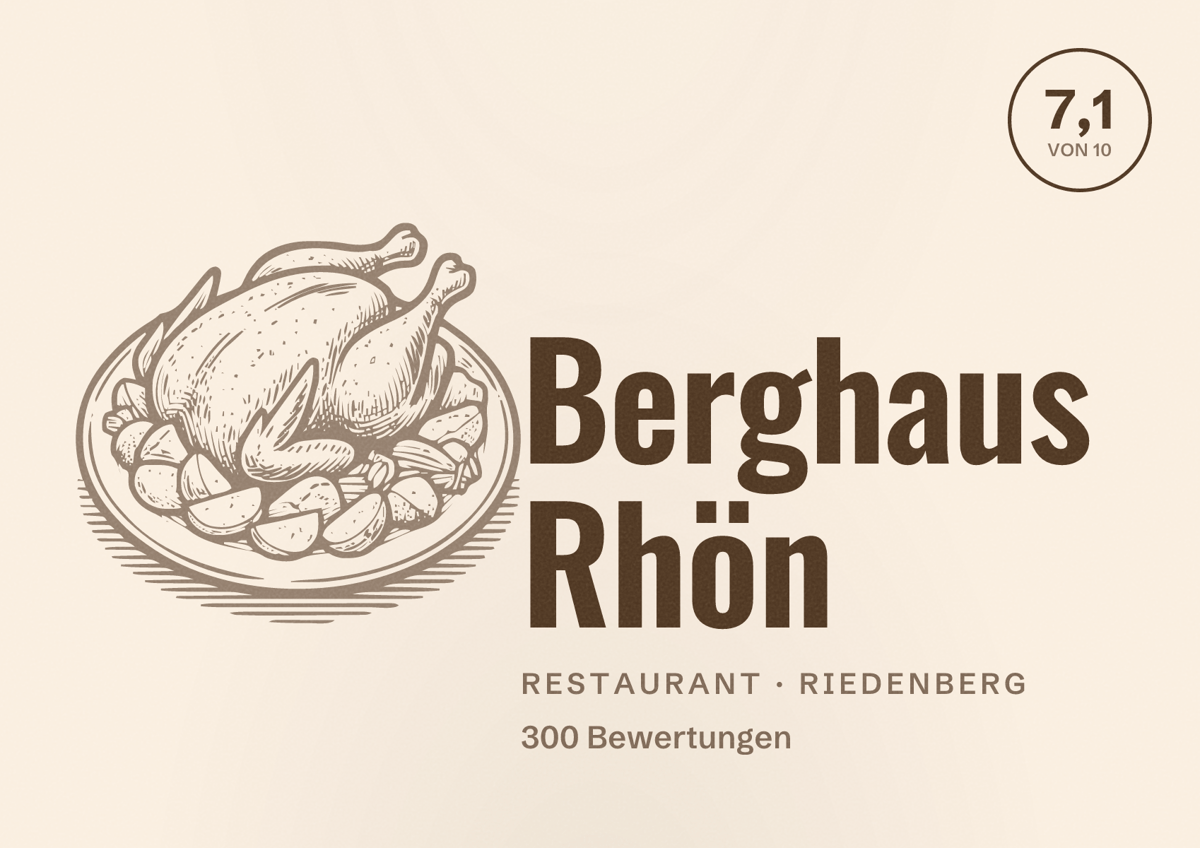Illustriertes Poster von Berghaus Rhön, Restaurant in Riedenberg: Bewertung 7,1 von 10 aus 300 Bewertungen