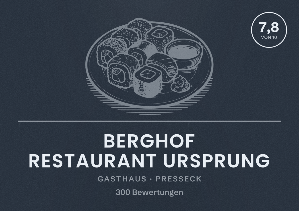Illustriertes Poster von Berghof Restaurant Ursprung, Gasthaus in Presseck: Bewertung 7,8 von 10 aus 300 Bewertungen