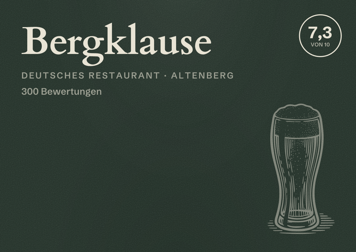 Illustriertes Poster von Bergklause, Deutsches Restaurant in Altenberg: Bewertung 7,3 von 10 aus 300 Bewertungen
