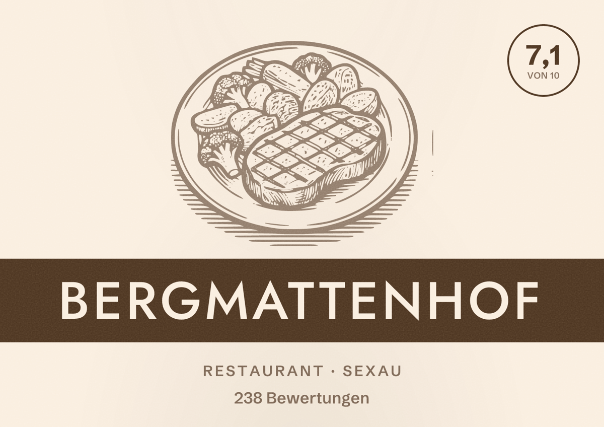 Illustriertes Poster von Bergmattenhof, Restaurant in Sexau: Bewertung 7,1 von 10 aus 238 Bewertungen