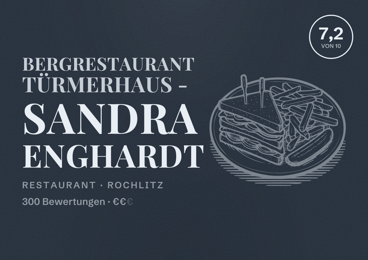Illustriertes Poster von Bergrestaurant Türmerhaus - Sandra Enghardt, Restaurant in Rochlitz: Bewertung 7,2 von 10 aus 300 Bewertungen, Preisniveau €€