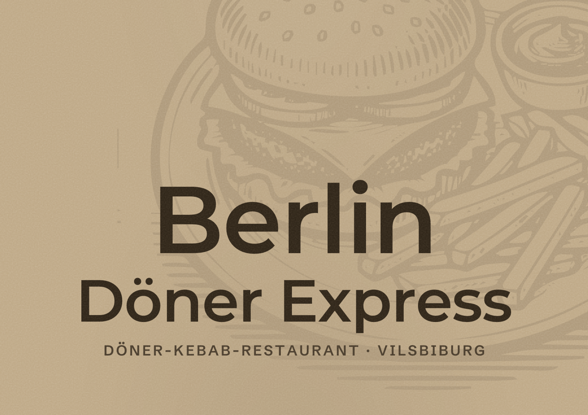 Illustriertes Poster von Berlin Döner Express, Döner-Kebab-Restaurant in Vilsbiburg