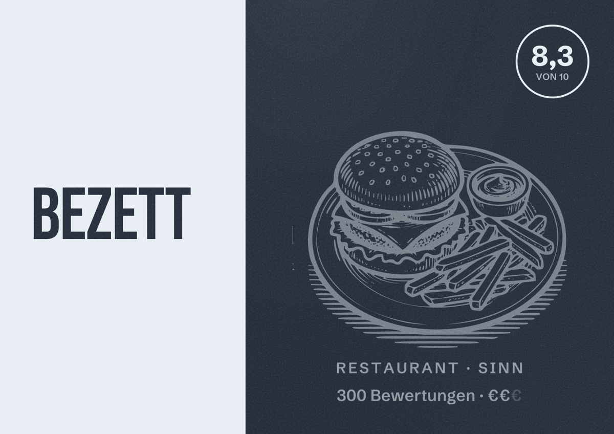 Illustriertes Poster von BeZett, Restaurant in Sinn: Bewertung 8,3 von 10 aus 300 Bewertungen, Preisniveau €€